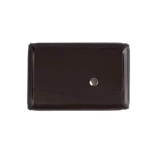 JAM Paper Italian Leather Business Card Holder Case with Angular Flap Dark Brown Sold Individually image {4}