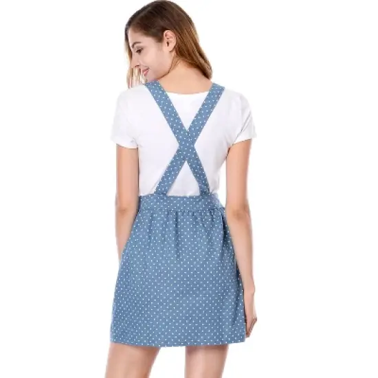 Allegra K Women's Pattern Overall Adjustable Shoulder Suspender Straps Mini Skirt image {4}