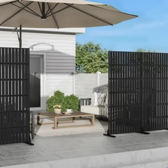 72" H&times;35"W Dovelina Black Metal Planter Box with Trellis Privacy Screen for Caf&eacute; Patio,Garden & Balconies image {6}