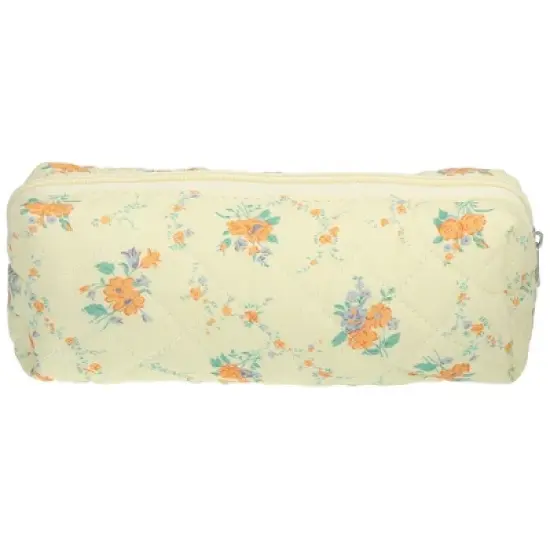 Unique Bargains Durable Small Quilted Makeup Bag Orange Yellow 1 Pc image {3}