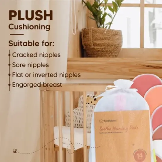 KeaBabies 14pk Soothe Reusable Nursing Pads for Breastfeeding, 4-Layers Organic Breast Pads, Washable Nipple Pads image {7}