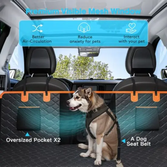 JOEJOY Back Seat Extender for Dogs,Dog Car Seat Cover for Back Seat,Sturdy Hollow Board Dog Hammock Holds 280lbs,Travel Dog Bed,52"*63" image {2}