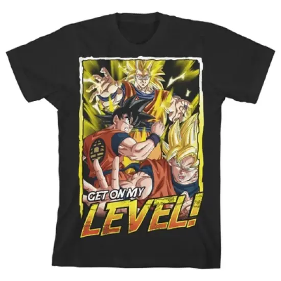 Dragon Ball Z Get On My Level Graphic Youth Boy's Black T-Shirt image {4}