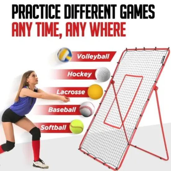 Volleyball Rebounder 4x7FT, 6-Angles Adjustable Bounce Back Net for Spiking, Setting & Bumping image {6}