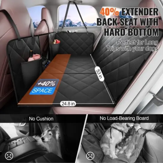 VEVOR Back Seat Extender for Dogs,Dog Hammock for Car Back seat, Dog Car Seat Cover with Hard Bottom Dog Car Seat Bed 53"x24.8" ,Supports 350lb image {2}