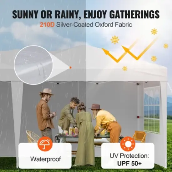VEVOR Pop Up Canopy, 10 x 20 ft, Instant Pop Up Gazebo Tent, Portable Easy Up Canopy with 3 Sidewalls & 2 Ventilated Windows image {2}