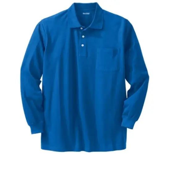 KingSize Men's Big & Tall Long-Sleeve Shrink-Less&trade; Piqu&eacute; Polo image {7}