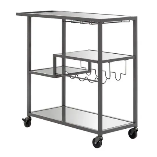 Estelle Step Tier Metal and Glass Bar Cart - Inspire Q image {9}