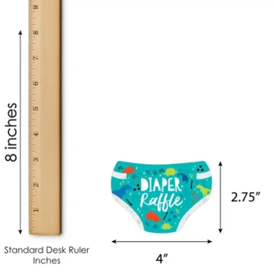 Big Dot of Happiness Roar Dinosaur - Diaper Shaped Raffle Ticket Inserts - Dino Mite Trex Baby Shower Activities - Diaper Raffle Game - Set of 24 image {2}