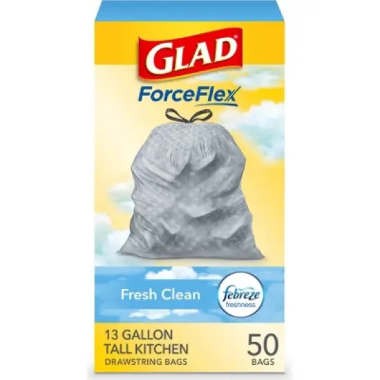 Glad ForceFlex Tall Kitchen Drawstring Trash Bags - Febreze Fresh Clean - 13 Gallon image {10}