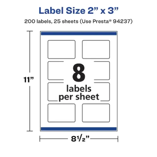 Avery Matte White Rectangle Labels, 2" x 3" image {4}