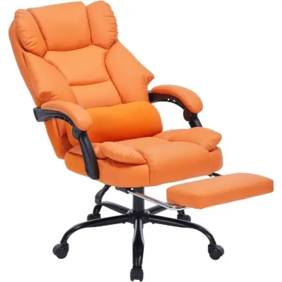 NicBex Reclining Executive Office Chair with Footrest,PU Leather Computer Chair with Wheels,Lumbar Support,Swivel Gaming Chair for Home Office image {6}