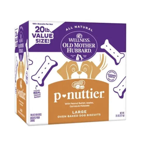 Old Mother Hubbard by Wellness Classic Crunchy P-Nuttier with Apple, Peanut Butter and Carrot Biscuits Large Oven Baked Dog Treats - 20lb image {7}