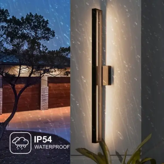 LLHZSY 31  7/10" Matte Black Modern Integrated LED Outdoor Wall Light Fixture Wall Mount for Exterior Porch Yard Patio Garage image {3}