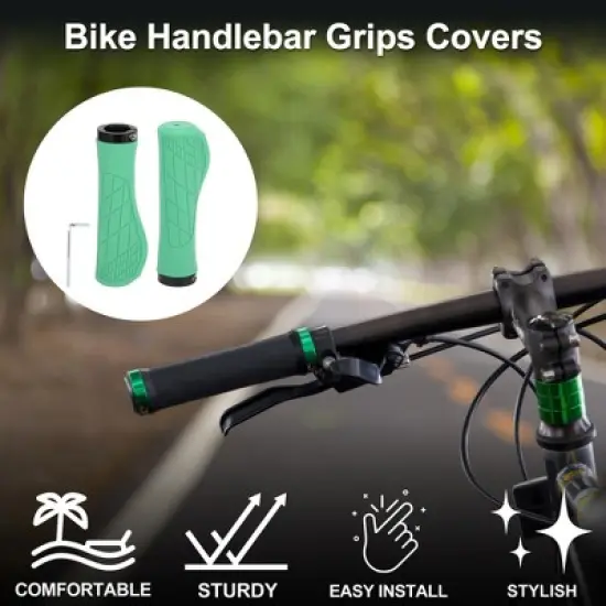 Unique Bargains Bike Handlebar Grips Covers 5.28" Green 1 Pair image {1}