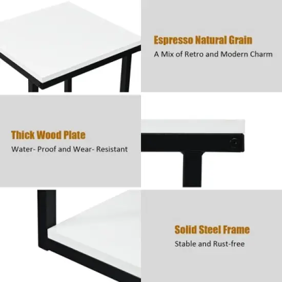 Costway 3-Tier End Table Sofa Side Table Night Stand W/ Shelf for Living Room White image {7}