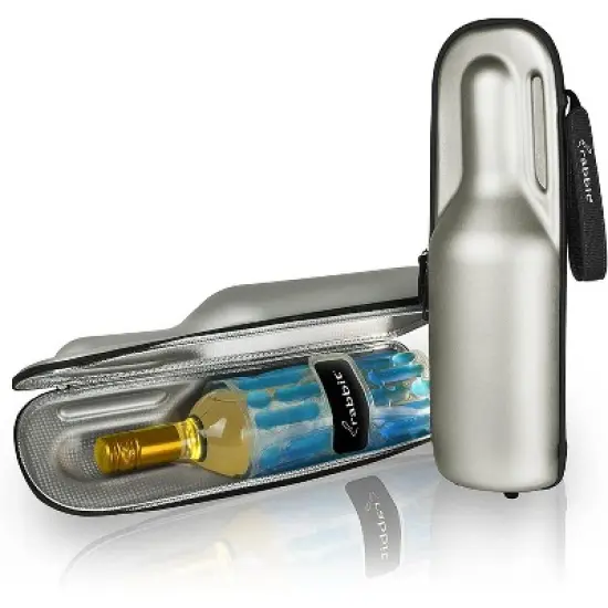 Rabbit Wine Trek Portable Bottle Cooler, Silver & Black image {1}