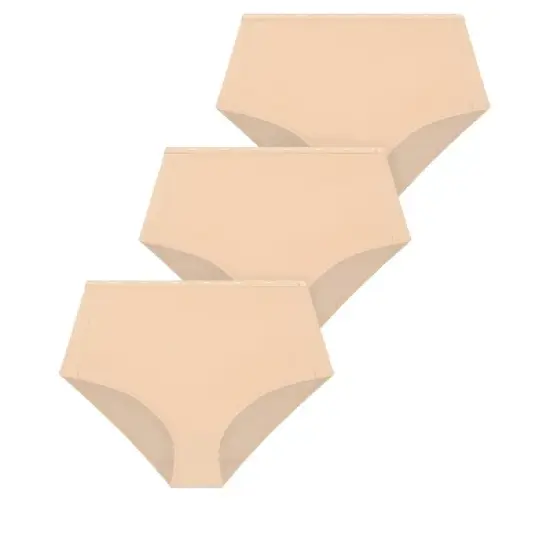 Women's Plus Size  Basic Cotton Full Brief 3 Pack - beige | AVENUE image {2}