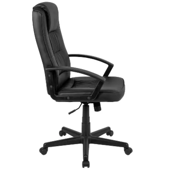 Flash Furniture Biscayne Flash Fundamentals High Back Black LeatherSoft-Padded Task Office Chair with Arms image {11}