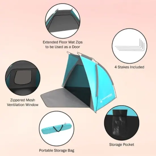Leisure Sports Lightweight Pop-Up Beach Tent Sun Shelter - Turquoise image {2}