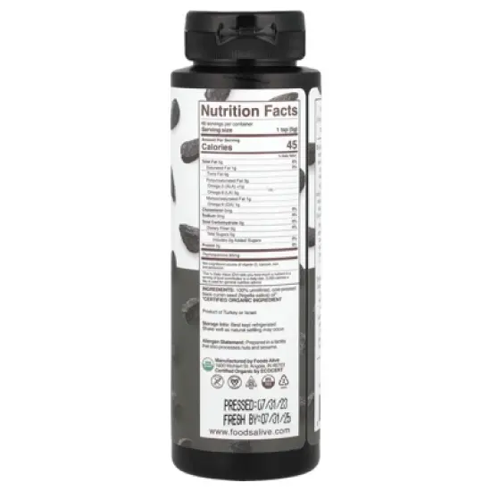 Foods Alive Organic Black Cumin Seed Oil, 8 fl oz (236 ml) image {1}
