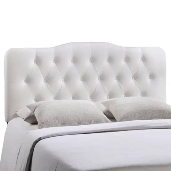 Annabel Queen Upholstered Vinyl Headboard White - Modway image {2}