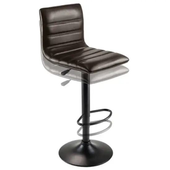 Holly Air Lift Adjustable Stool L Shape Backrest Espresso/Black - Winsome image {1}