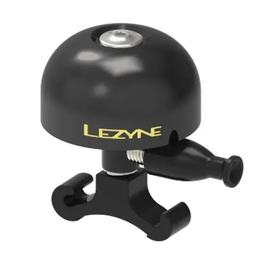 Lezyne Classic Brass Bicycle Bell, Compact, Sharp Loud Ring, Flick Style Bike Bell, High-Polished Brass - Medium/Black image {1}