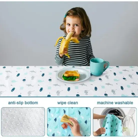 Biloban-2 Pack Splat Mats - Baby/Toddler 100% Waterproof Tablecloth，High Chair Mat Floormat， Platmat 2 Pack  with Cute Print image {3}