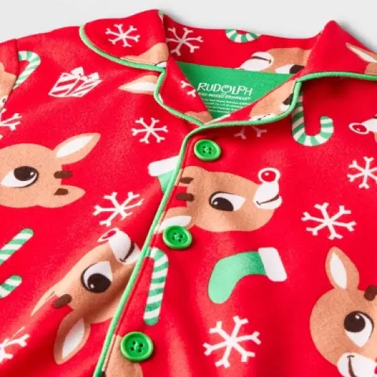 Toddler Rudolph the Red-Nosed Reindeer Christmas Coat Pajama Set - Red image {2}