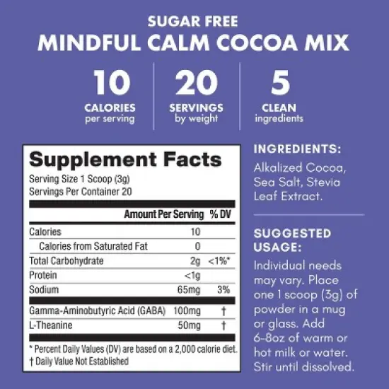 Mindful Nutrition Mindful Calm Cocoa Mix - 2.1oz image {7}