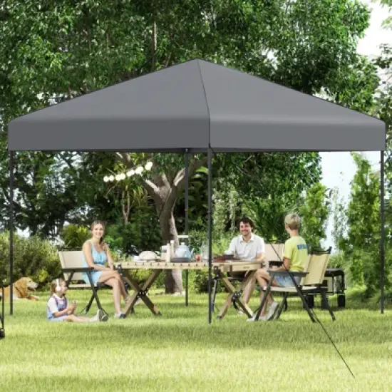 Costway 10 X 10 FT Pop up Canopy Tent with Portable Carrying Bag 8 Stakes 4 Wind Ropes Pink/Yellow/Beige/White/Gray/Navy image {3}