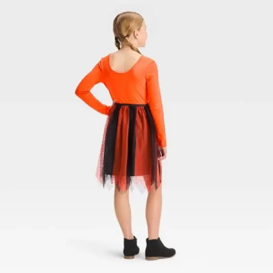 Girls' Long Sleeve Flip Sequin Halloween Dress - Cat & Jack&trade; Orange image {3}