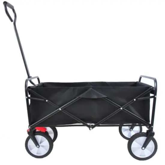 DSVIMOY Portable Folding Beach Wagons with Wheels, Portable Carts with Handle, Black, 40.55"*21.26"*46.46" image {1}