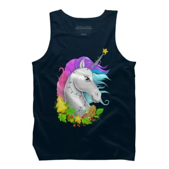 Men's Design By Humans Christmas unicorn By NikKor Tank Top image {5}
