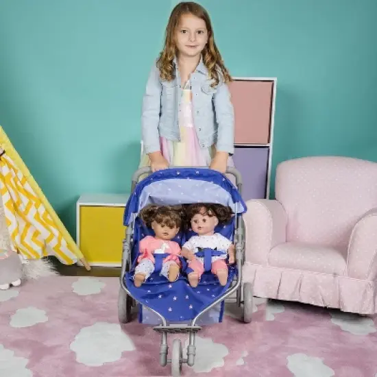 Adora Baby Doll Stroller, Starry Night Stroller Twin Jogger Stroller, Fits Dolls Up to 16 inches  image {6}