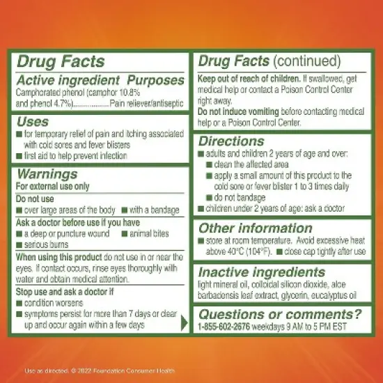 Campho Phenique Cold Sore Gel 0.23oz image {7}