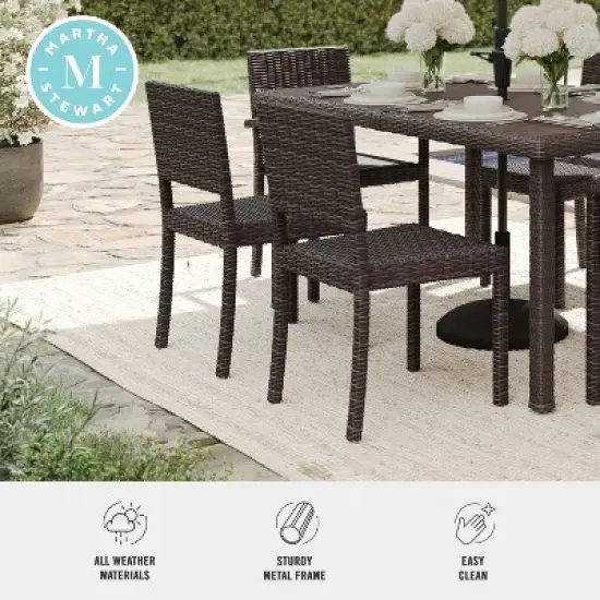 Martha Stewart Bedford Indoor-Outdoor Stackable Patio Dining Chair in Rattan Wicker image {5}