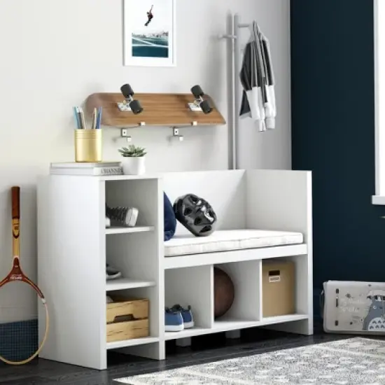 RealRooms Jocelyn Storage Bench and Coat Rack image {2}