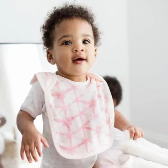 Burt's Bees Baby&reg; Set of 5 Botanical Garden Dawn Bibs - Light Pink image {2}