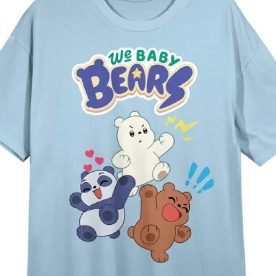 We Baby Bears Logo and Characters Women's Blue Short Sleeve Crew Neck Sleep Shirt image {1}