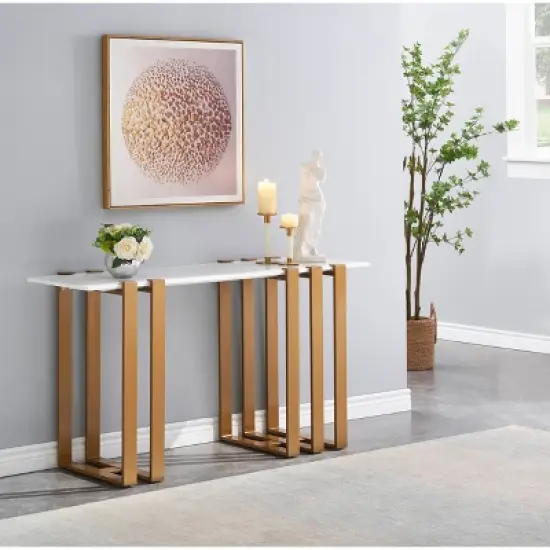 Beo Console Table Marble/Gold - Treasure Trove Accents image {3}