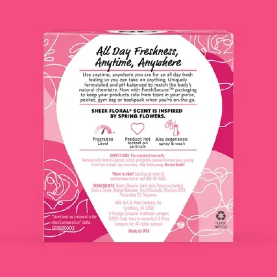 Summer's Eve Sheer Floral 5-in-1 Feminine Wipes - 12ct image {7}