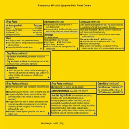 Preparation H Multi-Symptom Relief Hemorrhoidal Cream with Aloe - 0.9oz image {1}