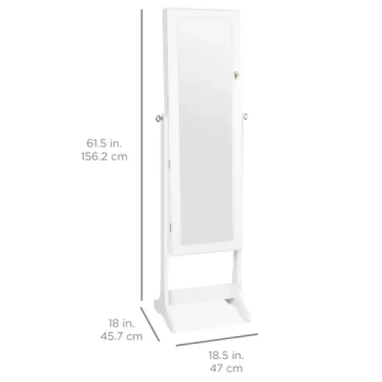 Best Choice Products 6-Tier Standing Mirror Lockable Storage Organizer Cabinet Armoire w/ LED Lights image {6}