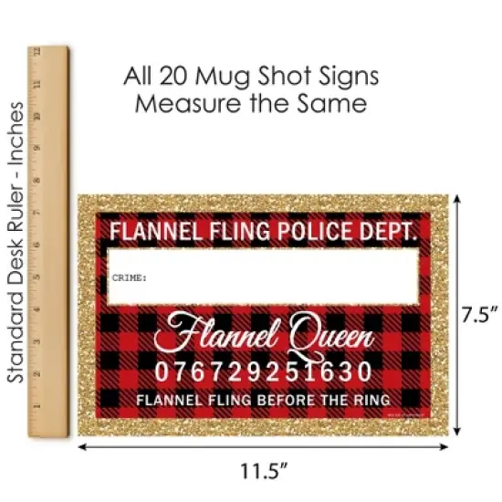 Big Dot of Happiness Flannel Fling Before the Ring - Party Mug Shots - Photo Booth Props Buffalo Plaid Bachelorette Party Mugshot Signs - 20 Count image {4}