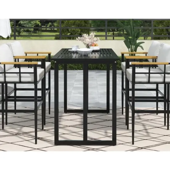 5-Piece Outdoor Dining Set, Patio Bar Sets with Dining Table and High Seat Dining Chairs, Iron Chairs with Foam Cushions&ndash;Cuddlewood image {2}