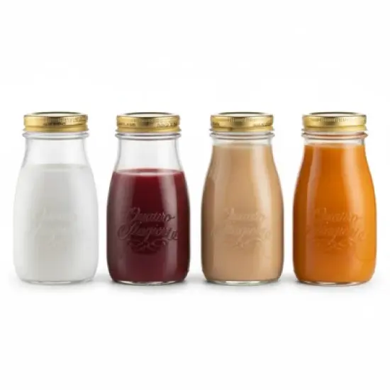 Bormioli Rocco Quattro Stagioni Bottles &ndash; 6.75 Oz. Glass Jars with Twist Top Lids, Embossed Beehive Design  &ndash; Made in Italy (Set of 4) image {8}