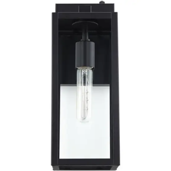 John Timberland Titan Modern Outdoor Wall Light Fixtures Set of 2 Mystic Black Dusk to Dawn 14" Clear Glass for Post Exterior Barn Deck image {2}