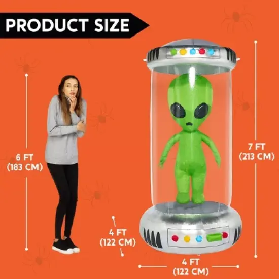 Joyfy 7 FT Halloween Inflatable Outdoor Decoration, Alien with Giant Test Tube Inflatable with Animated LEDs for Halloween Outdoor Lawn Yard Decor image {7}